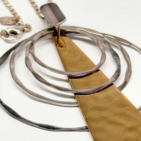 Robert Lee Morris RLM Studio 925 Sterling Silver & Brass Pendant Necklace 16-18” - Picture 10 of 15